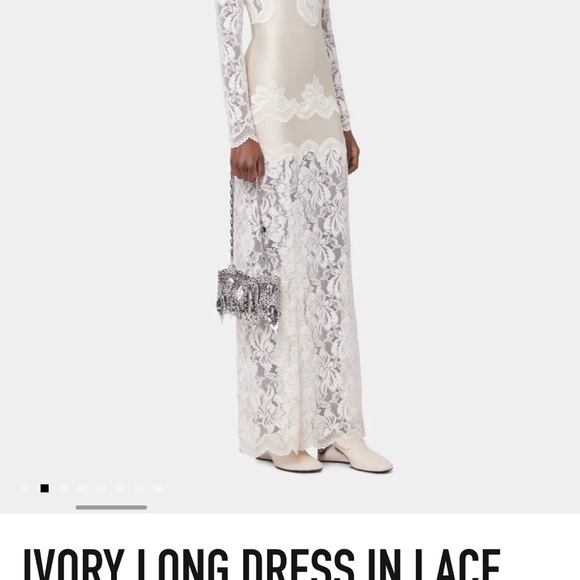 Elegant Ivory Lace Long Dress - Picture 2 of 11